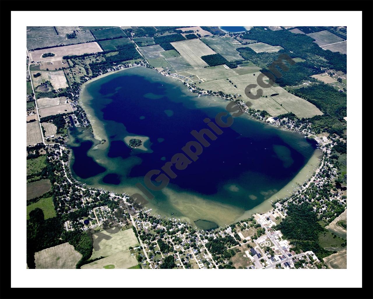 Aerial image of [5030] Crystal Lake in Montcalm, MI with Black Metal frame