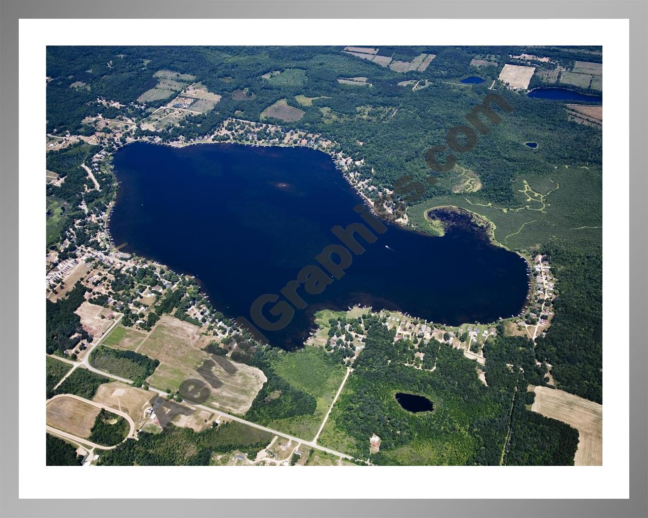 Aerial image of [5032] Long Lake in Ionia, MI with Silver Metal frame