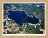 Aerial image of [5032] Long Lake in Ionia, MI with Natural Wood frame