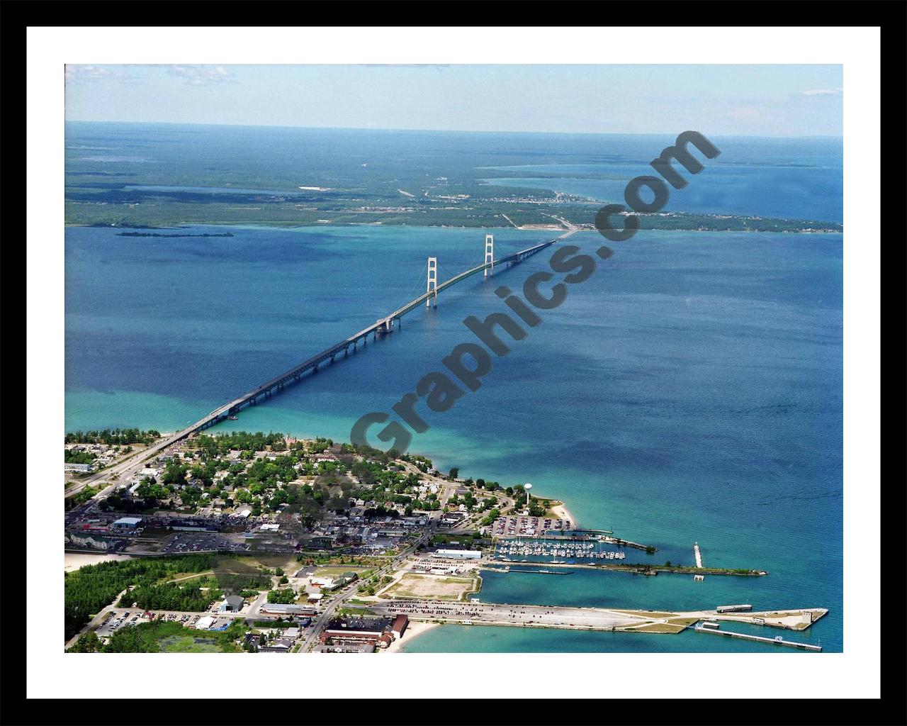 Aerial image of [5055] Mackinac Island with Black Metal frame