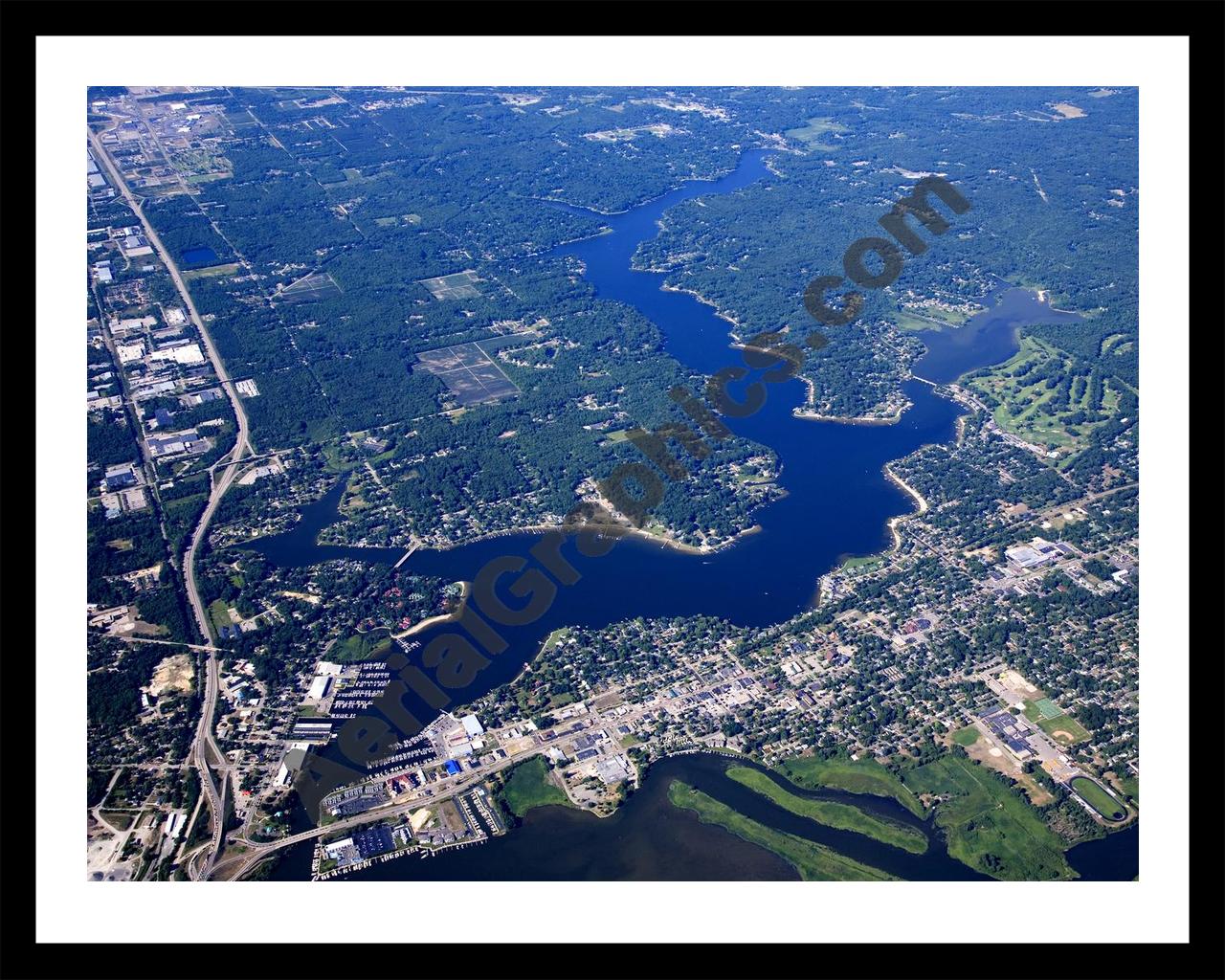 Aerial image of [5061] Spring Lake in Ottawa, MI with Black Metal frame