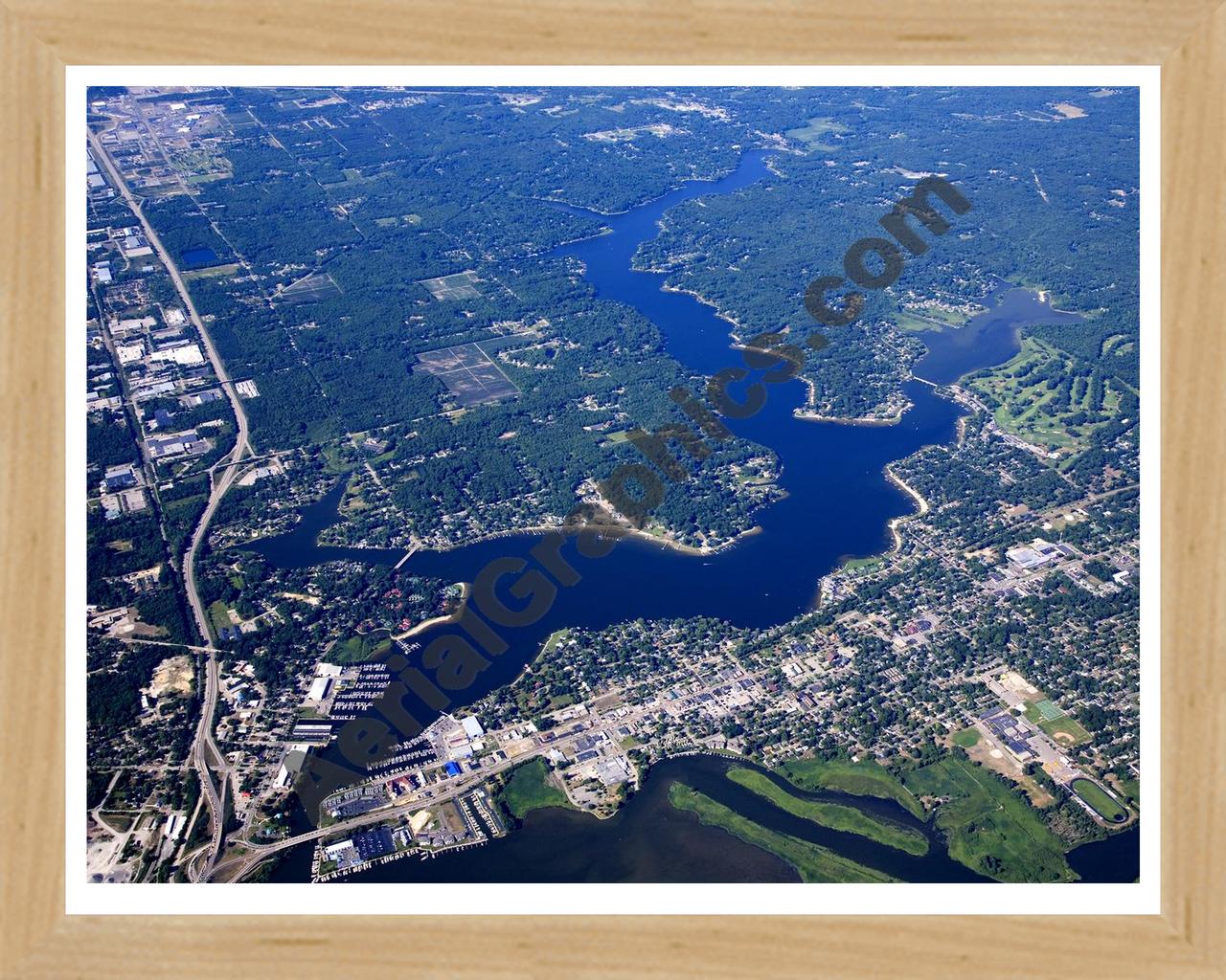 Aerial image of [5061] Spring Lake in Ottawa, MI with Natural Wood frame