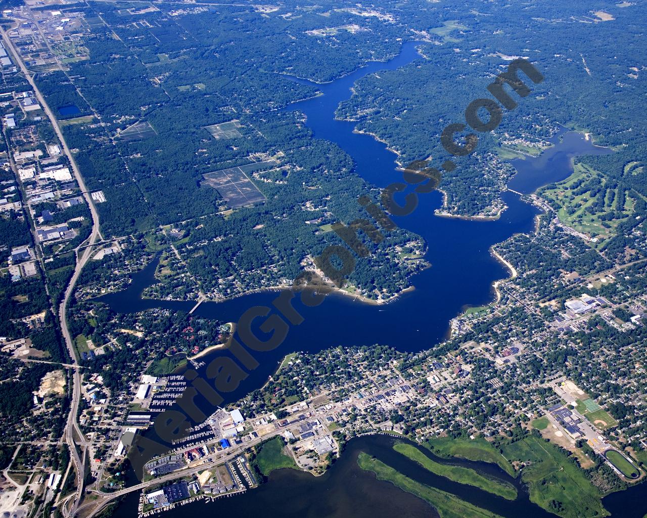 Aerial image of [5061] Spring Lake in Ottawa, MI with Canvas Wrap frame