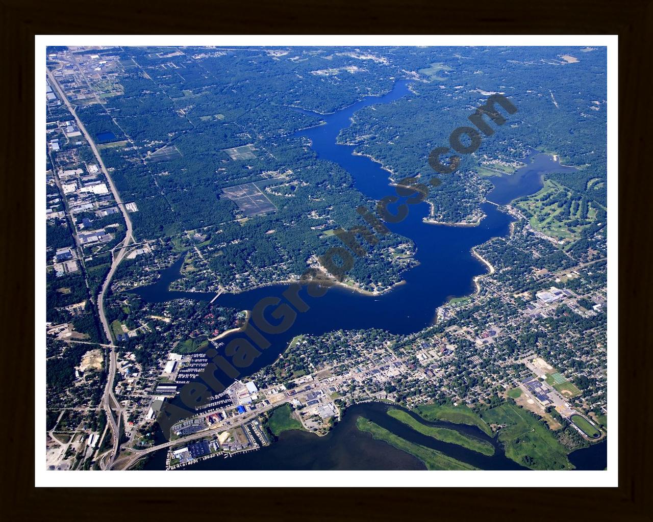 Aerial image of [5061] Spring Lake in Ottawa, MI with Black Wood frame