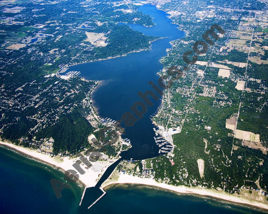 Aerial image of [5062] Lake Macatawa in Ottawa, MI with No frame