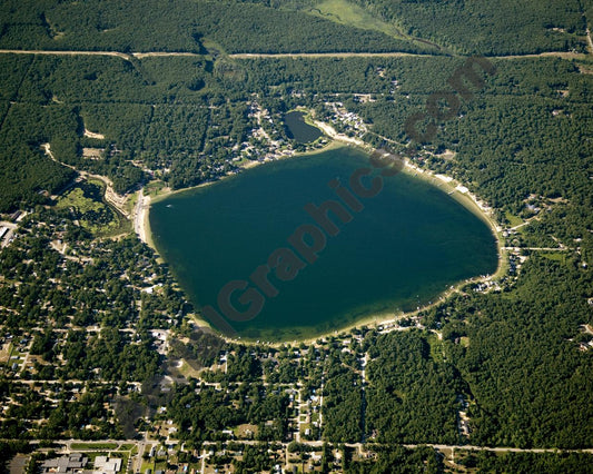 Aerial image of [5063] Wolf Lake in Muskegon, MI with No frame