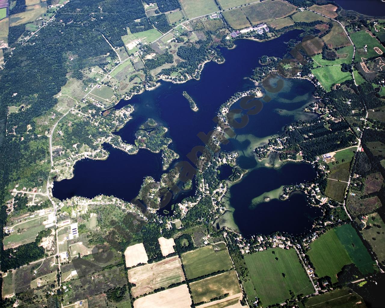 Aerial image of [5100] Pine Lake in Barry, MI with Canvas Wrap frame