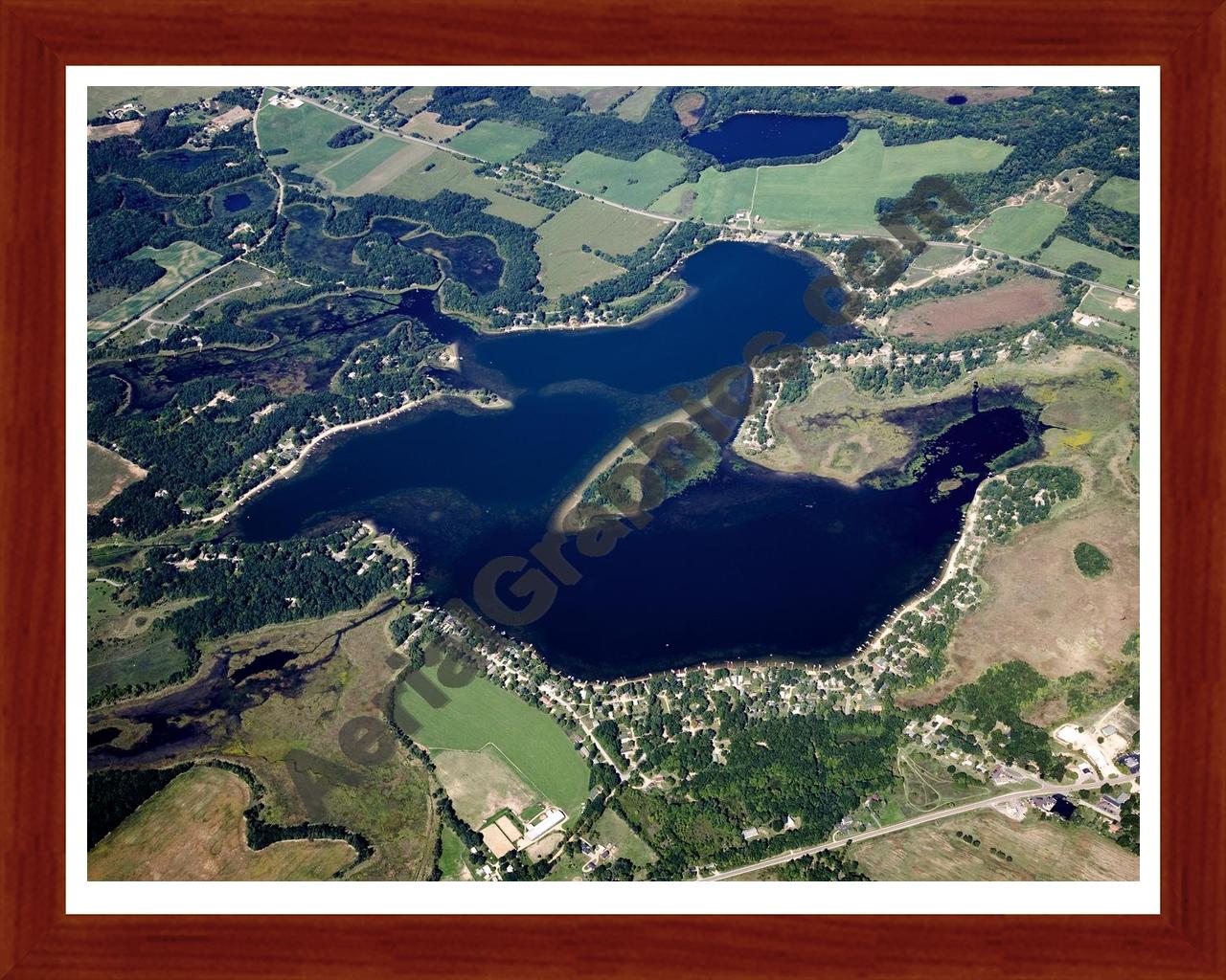 Aerial image of [5101] Crooked  Lake in Barry, MI with Cherry Wood frame