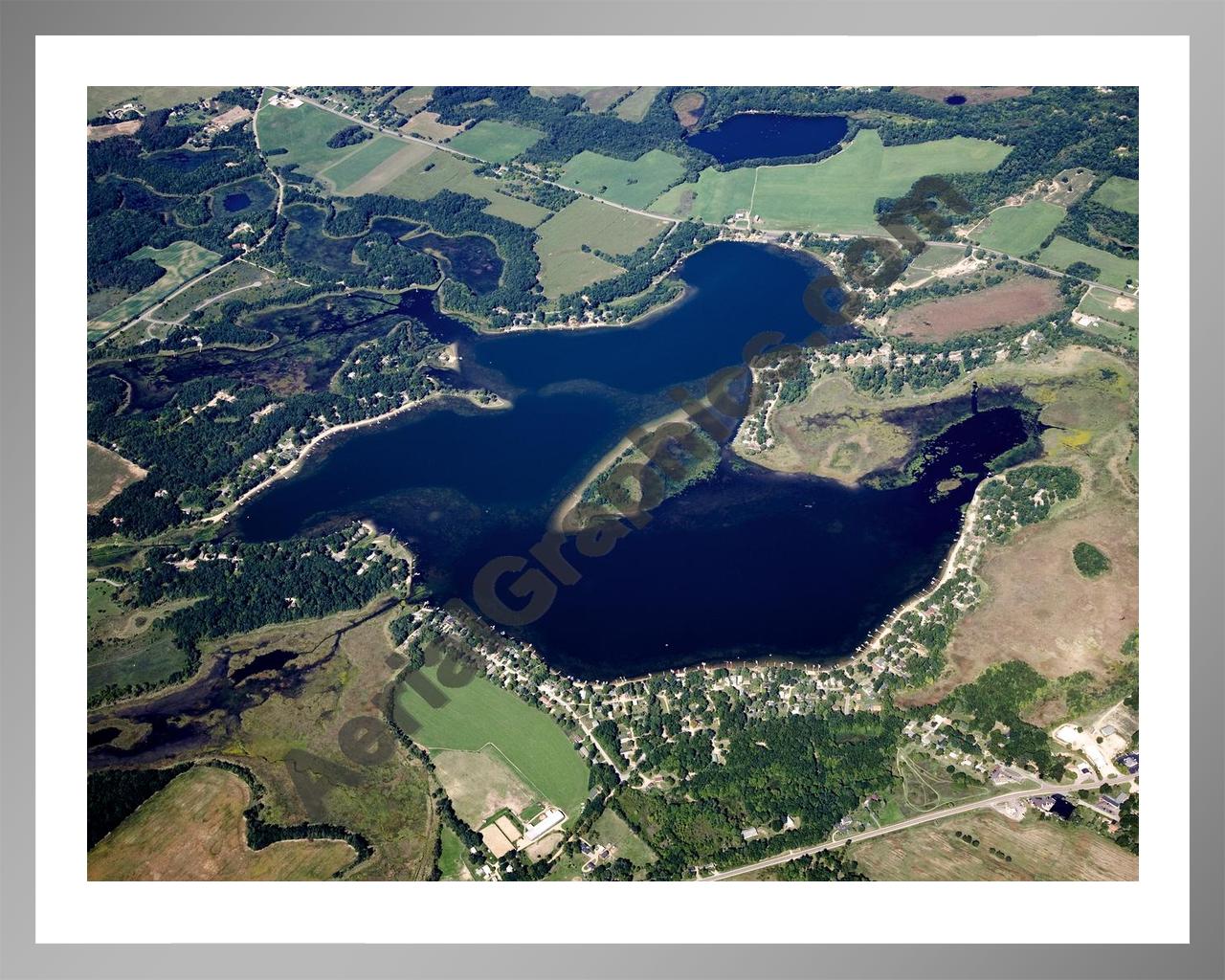 Aerial image of [5101] Crooked  Lake in Barry, MI with Silver Metal frame