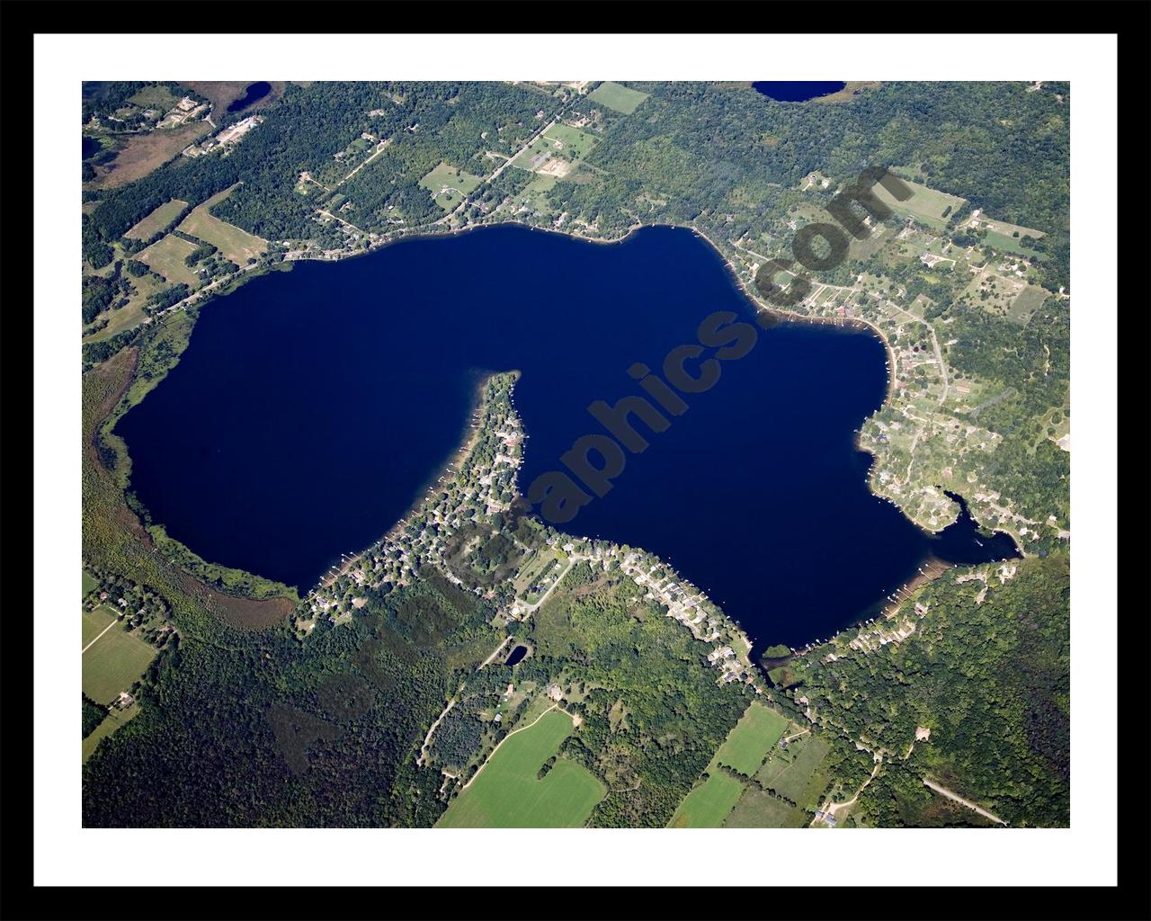 Aerial image of [5102] Wall Lake in Barry, MI with Black Metal frame