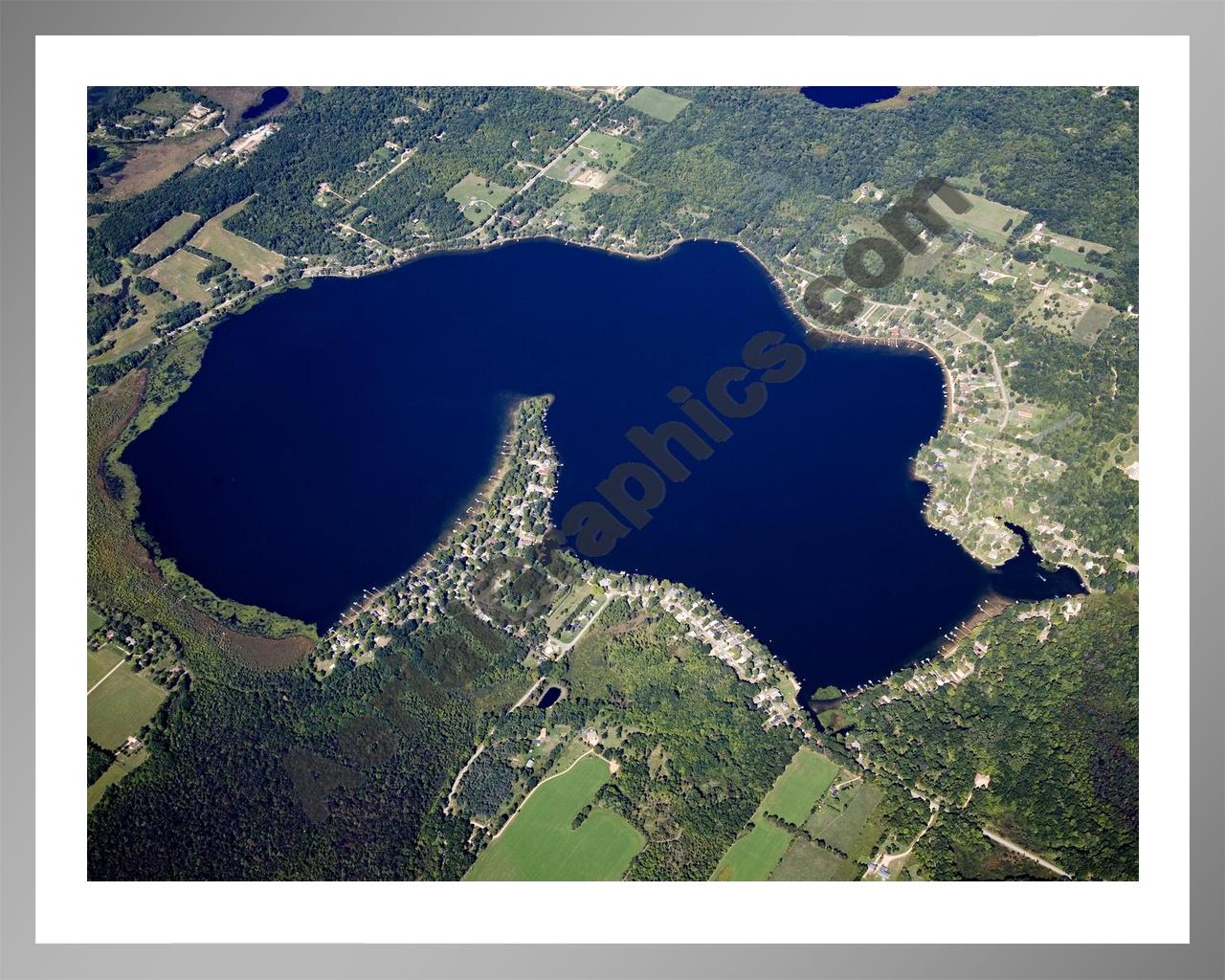 Aerial image of [5102] Wall Lake in Barry, MI with Silver Metal frame