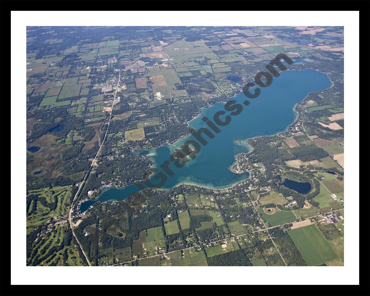 Aerial image of [5103] Gull Lake in Kalamazoo, MI with Black Metal frame