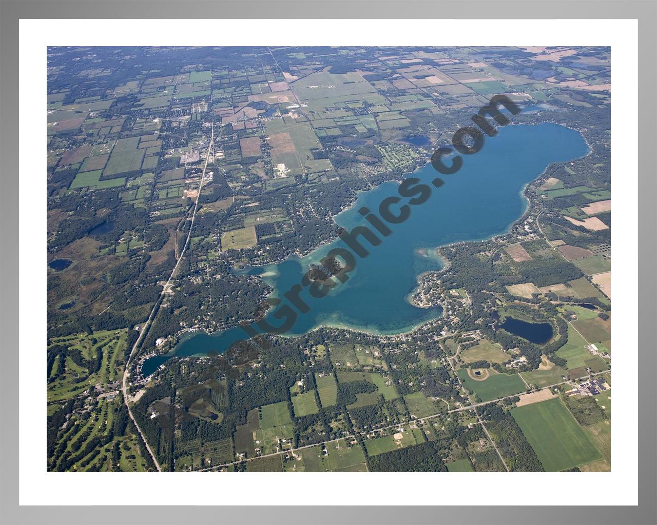 Aerial image of [5103] Gull Lake in Kalamazoo, MI with Silver Metal frame