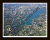 Aerial image of [5103] Gull Lake in Kalamazoo, MI with Black Wood frame