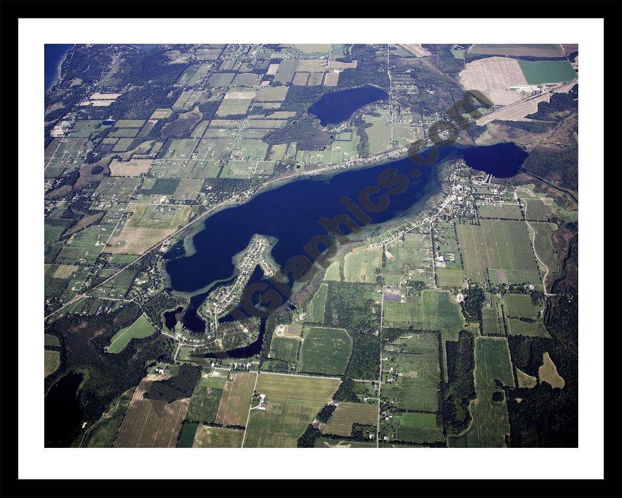 Aerial image of [5104] Indian Lake in Kalamazoo, MI with Black Metal frame