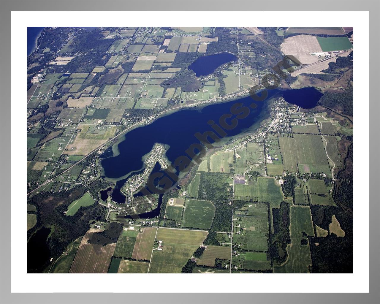 Aerial image of [5104] Indian Lake in Kalamazoo, MI with Silver Metal frame