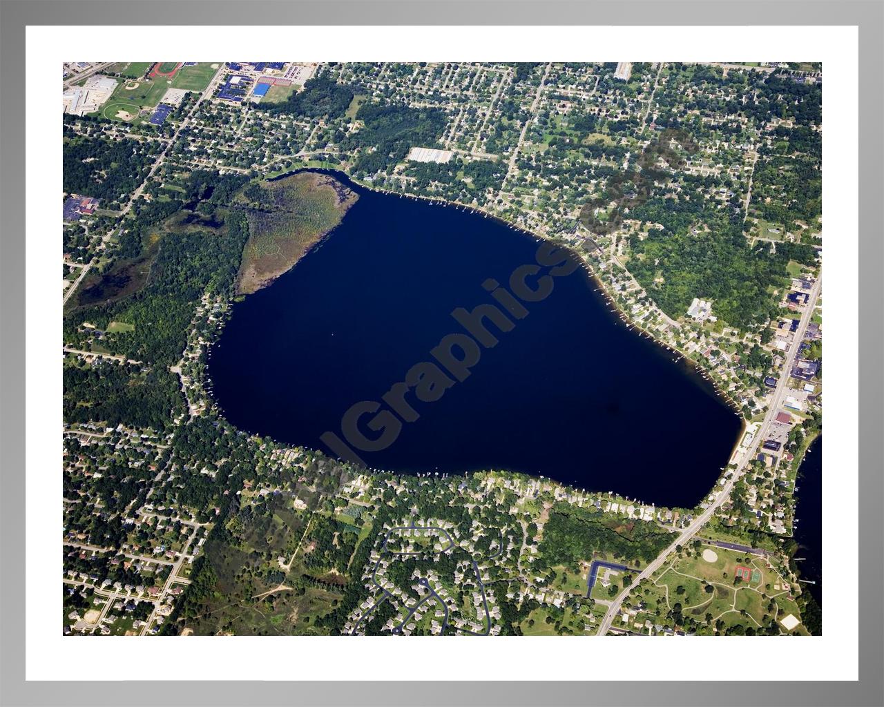 Aerial image of [5105] West Lake in Kalamazoo, MI with Silver Metal frame