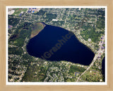 Aerial image of [5105] West Lake in Kalamazoo, MI with Natural Wood frame