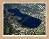 Aerial image of [5108] Gourdneck Lake in Kalamazoo, MI with Natural Wood frame