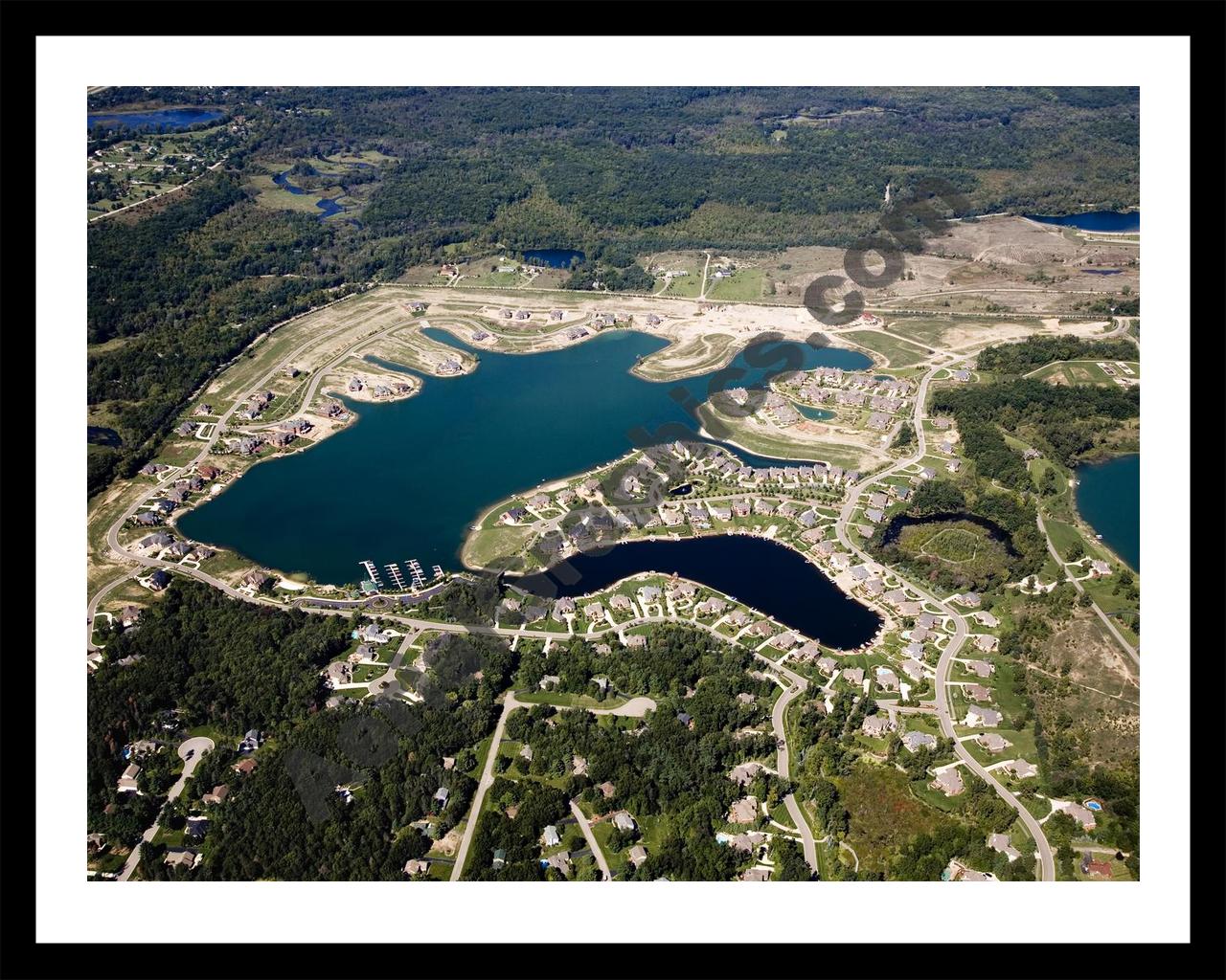 Aerial image of [5122] Hidden Lake in Livingston, MI with Black Metal frame