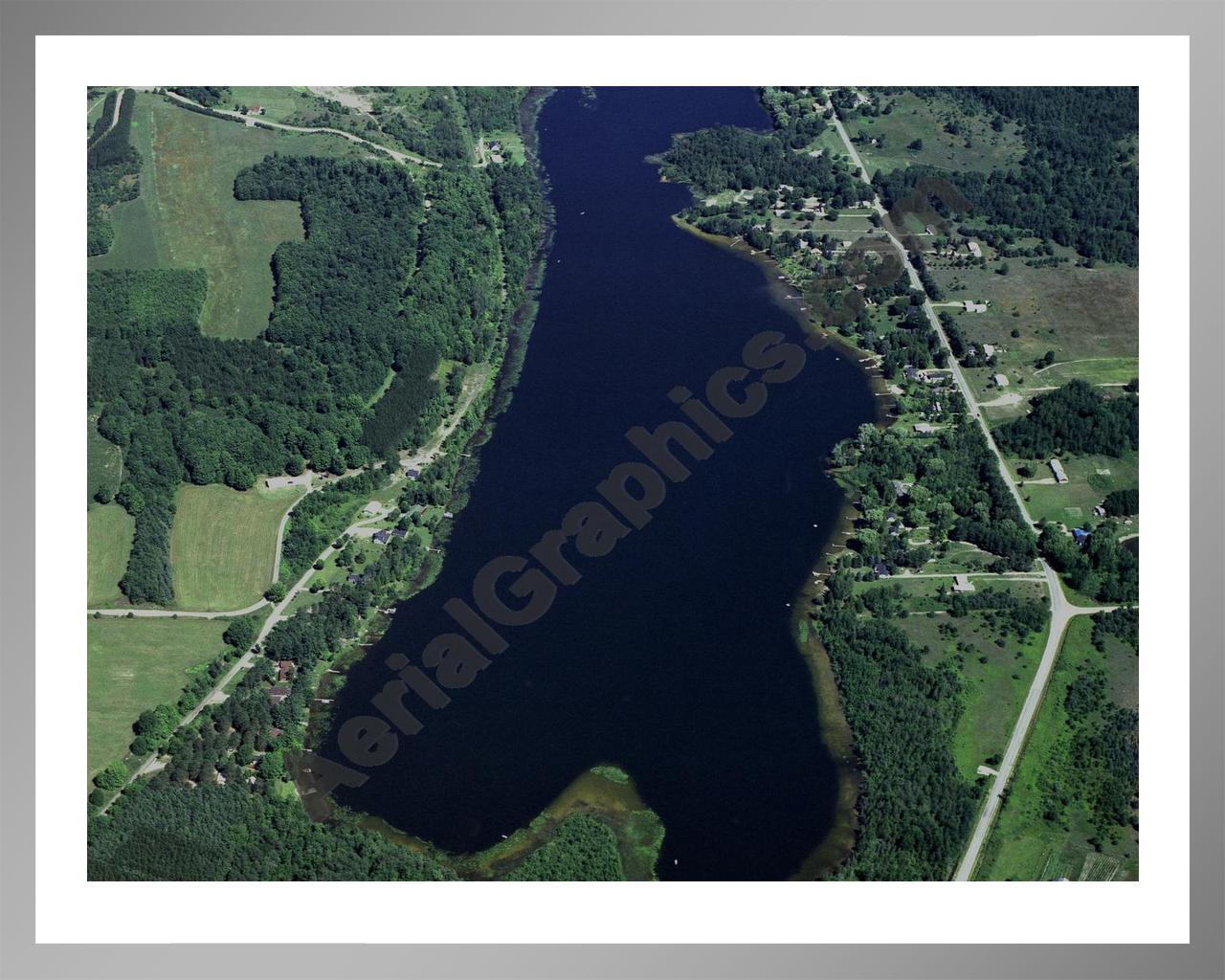 Aerial image of [53] Ben-way Lake in Antrim, MI with Silver Metal frame