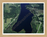 Aerial image of [53] Ben-way Lake in Antrim, MI with Natural Wood frame