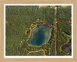 Aerial image of [540] Mench Lake in Lake, MI with Natural Wood frame