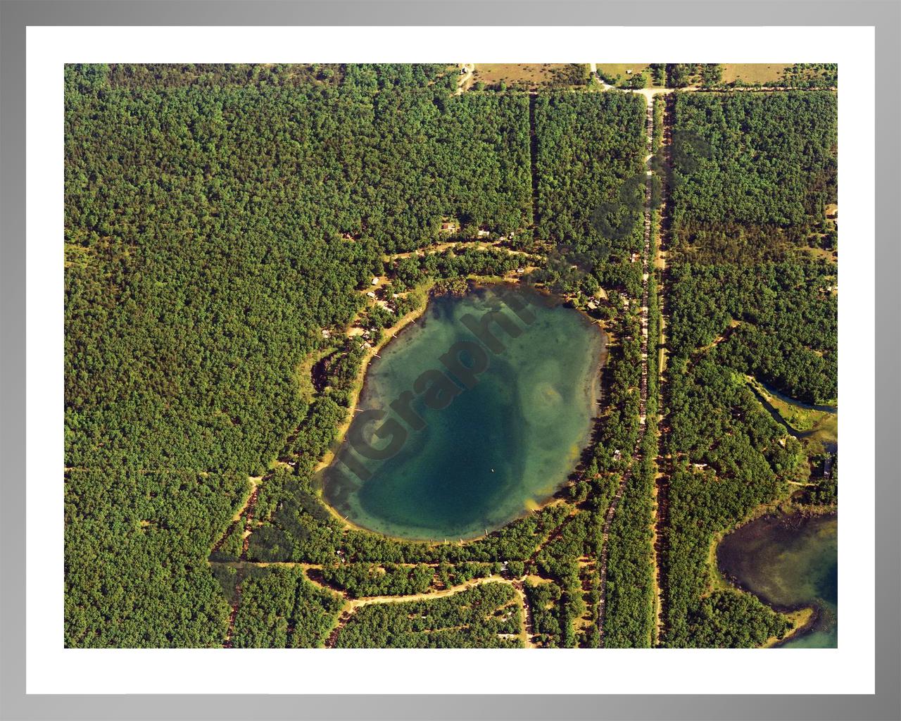 Aerial image of [540] Mench Lake in Lake, MI with Silver Metal frame