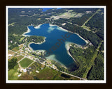 Aerial image of [5414] Bills Lake in Newaygo, MI with Black Wood frame