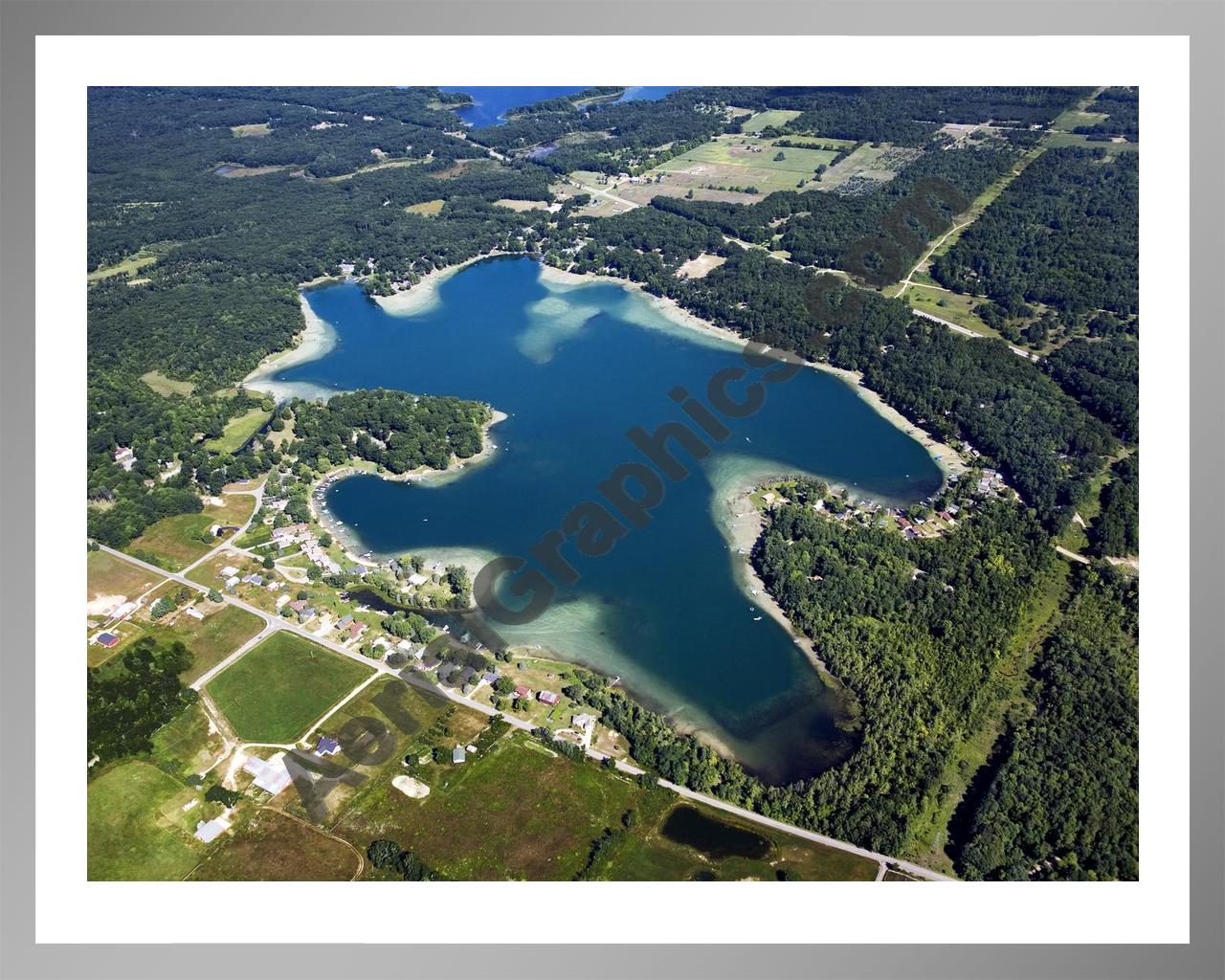 Aerial image of [5414] Bills Lake in Newaygo, MI with Silver Metal frame