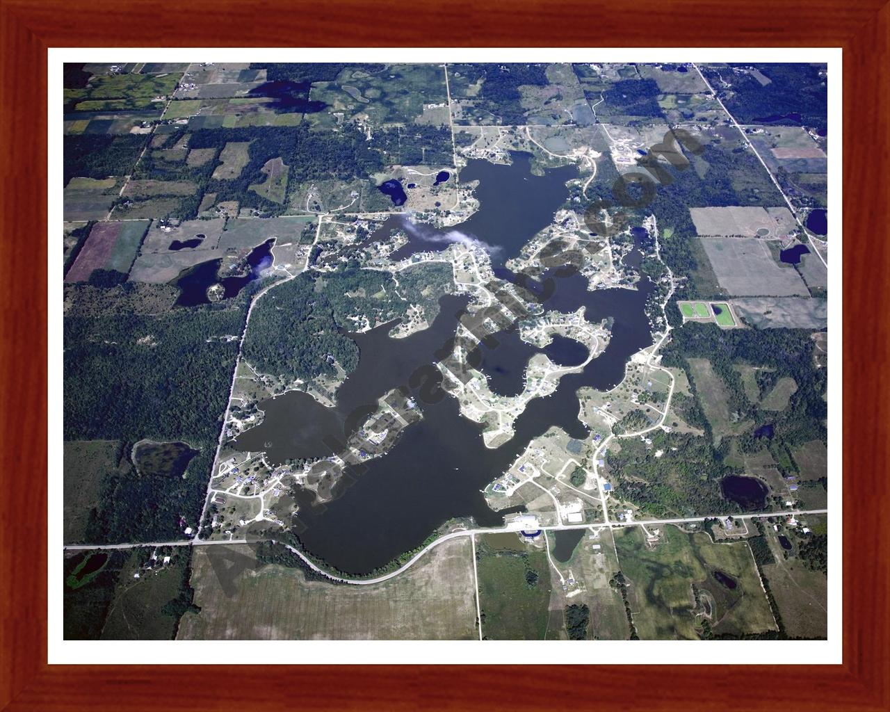 Aerial image of [5423] Lake Diane in Hillsdale, MI with Cherry Wood frame