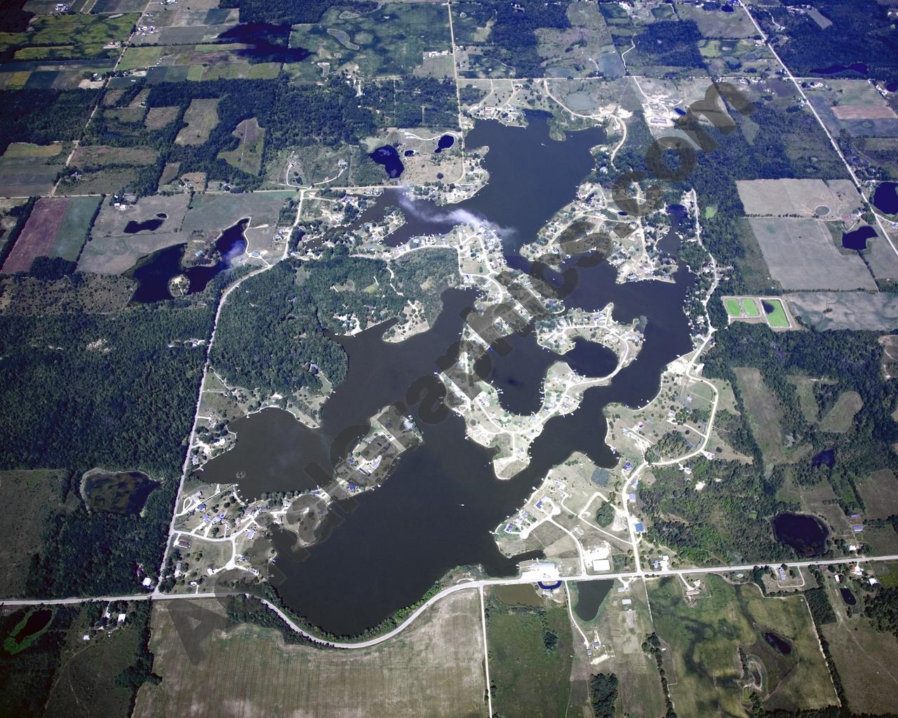 Aerial image of [5423] Lake Diane in Hillsdale, MI with Canvas Wrap frame