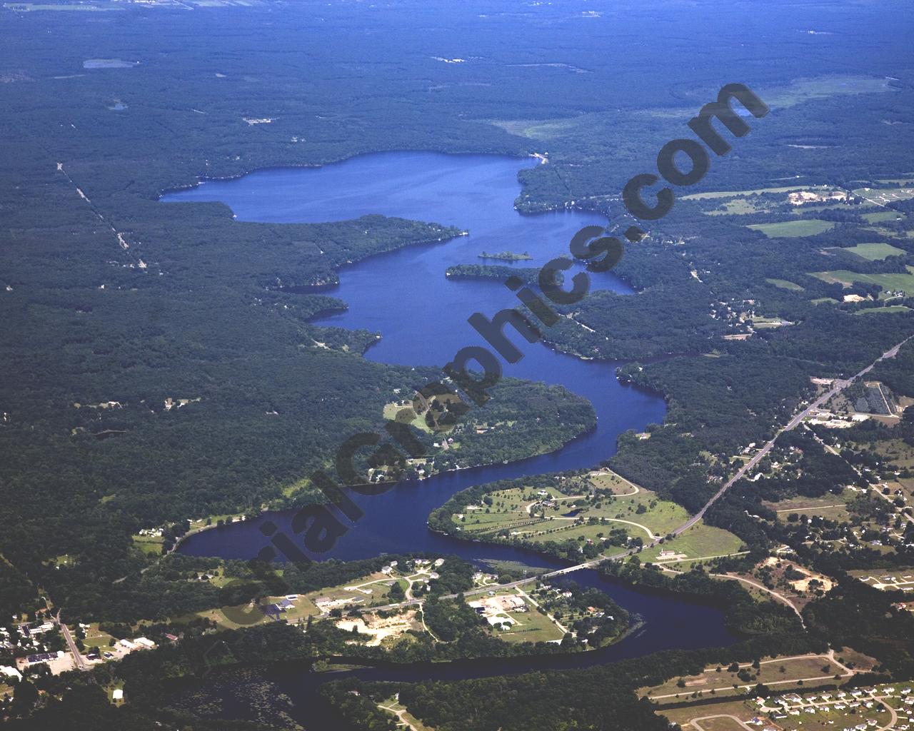 Aerial image of [5426] Lake Allegan in Allegan, MI with Canvas Wrap frame