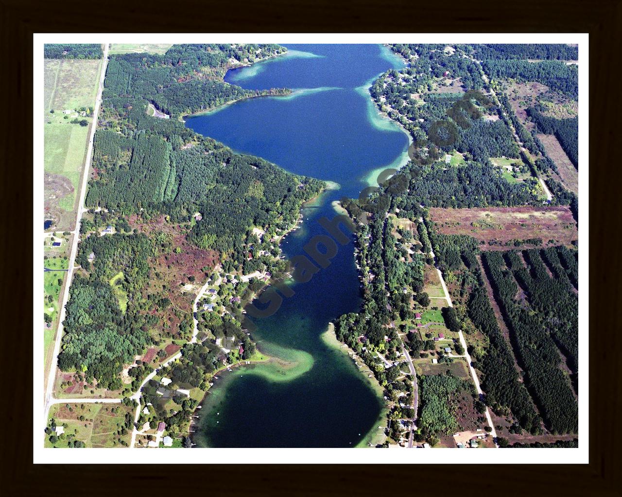 Aerial image of [5427] Barlow Lake in Barry, MI with Black Wood frame