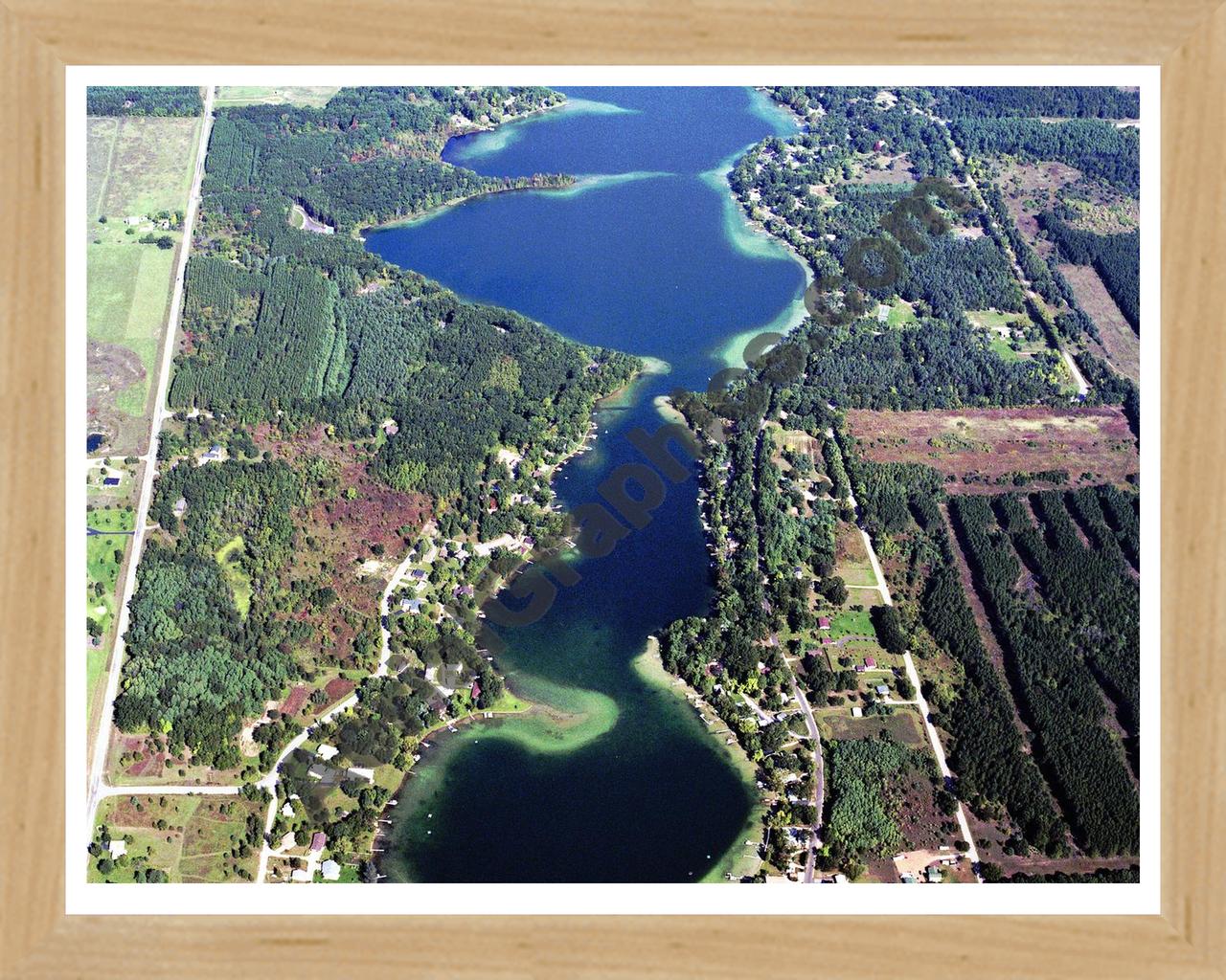 Aerial image of [5427] Barlow Lake in Barry, MI with Natural Wood frame