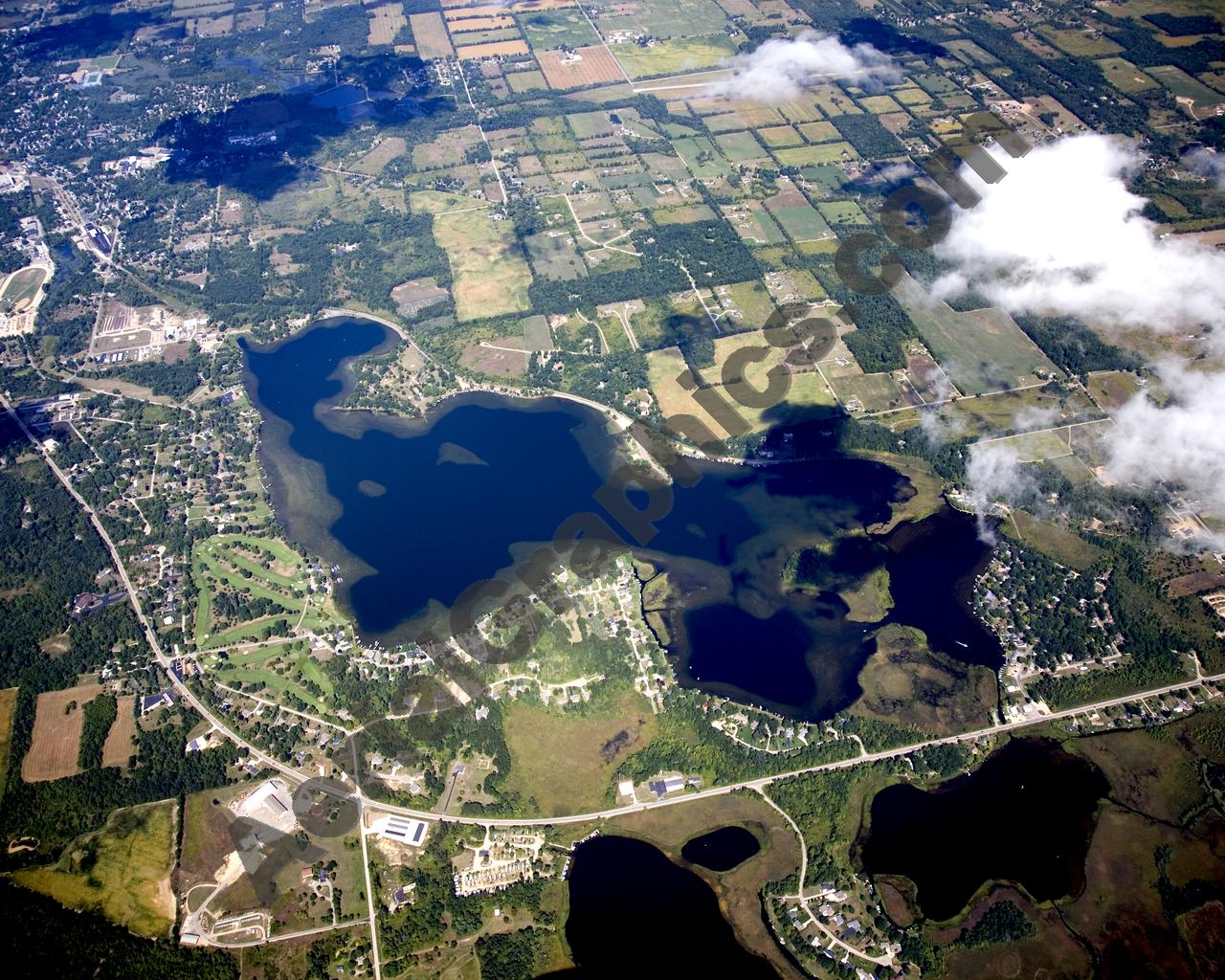 Aerial image of [5429] Baw Beese Lake in Hillsdale, MI with Canvas Wrap frame