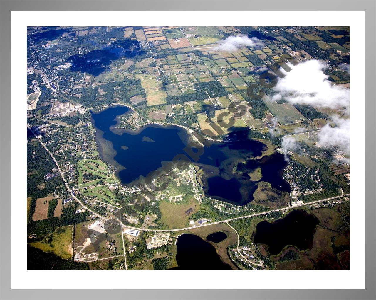 Aerial image of [5429] Baw Beese Lake in Hillsdale, MI with Silver Metal frame