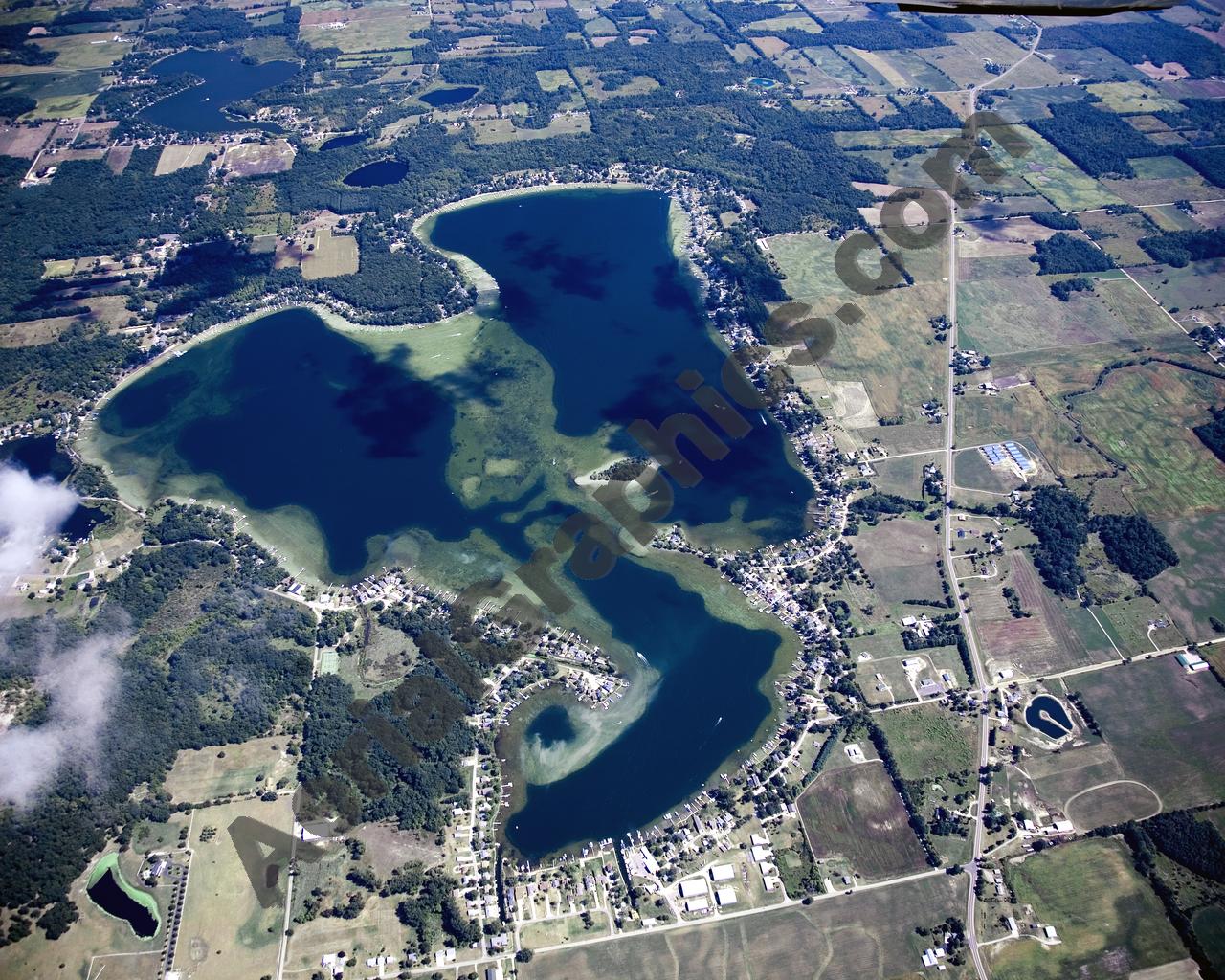 Aerial image of [5430] Clear Lake in Steuben, IN with Canvas Wrap frame