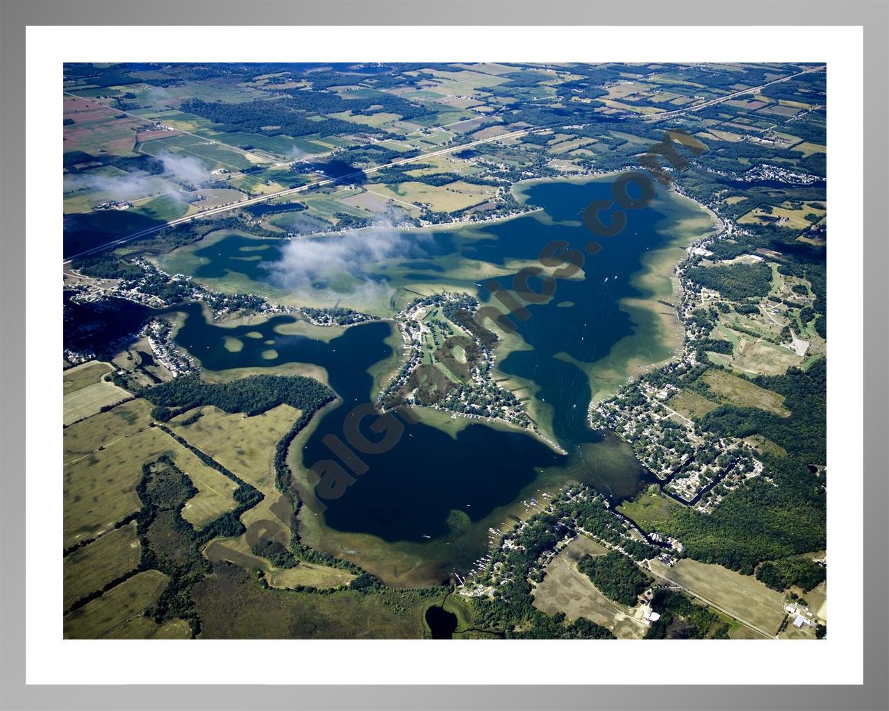 Aerial image of [5431] Coldwater Lake in Branch, MI with Silver Metal frame