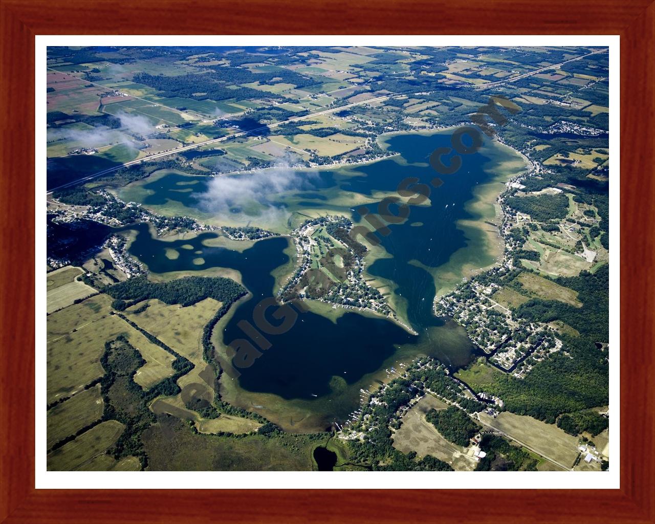 Aerial image of [5431] Coldwater Lake in Branch, MI with Cherry Wood frame