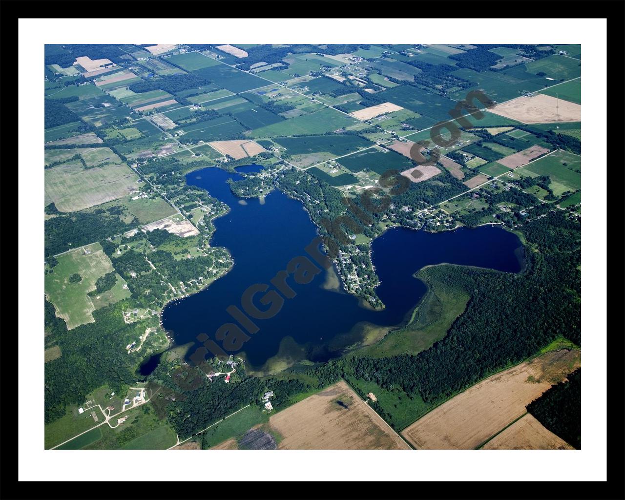 Aerial image of [5432] Miner Lake in Allegan, MI with Black Metal frame