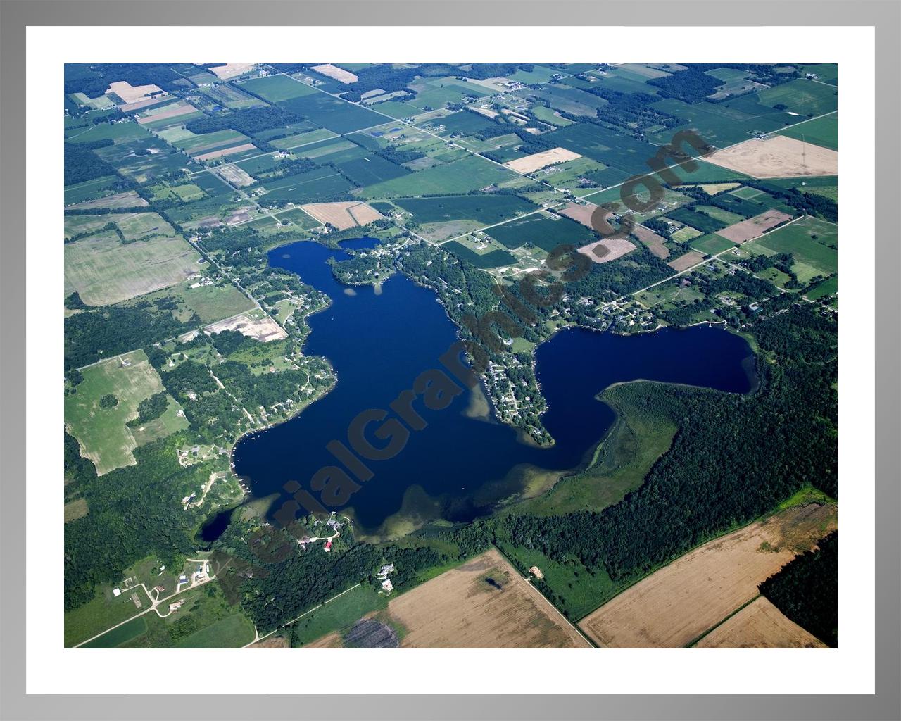 Aerial image of [5432] Miner Lake in Allegan, MI with Silver Metal frame