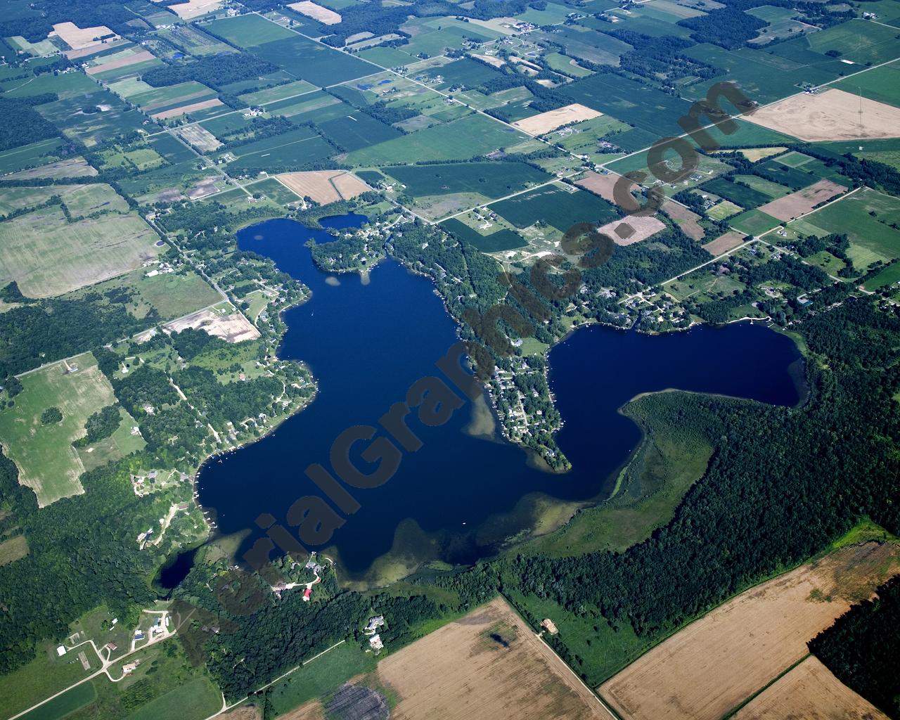 Aerial image of [5432] Miner Lake in Allegan, MI with Canvas Wrap frame