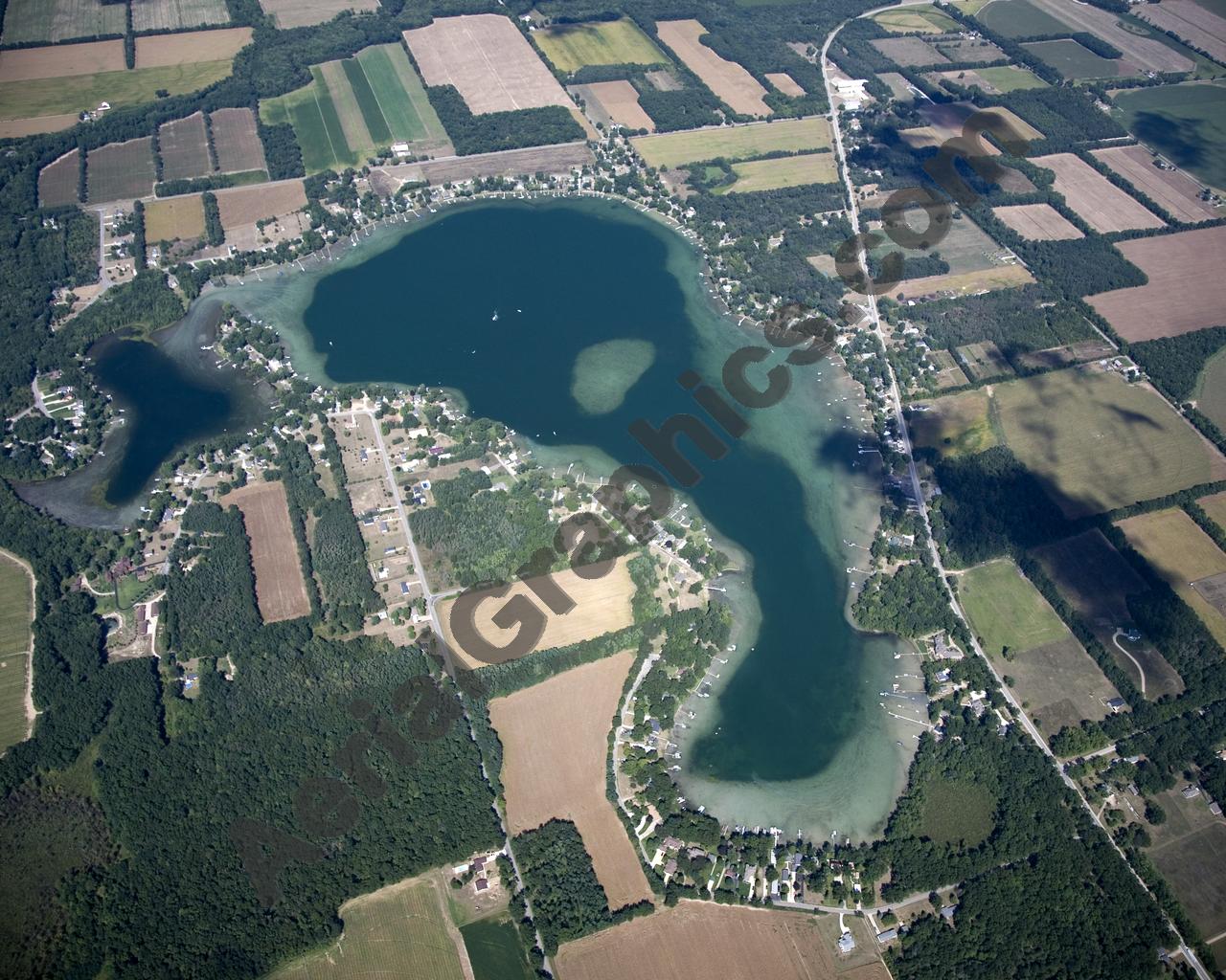 Aerial image of [5477] Fishers Lake in St Joseph, MI with Canvas Wrap frame