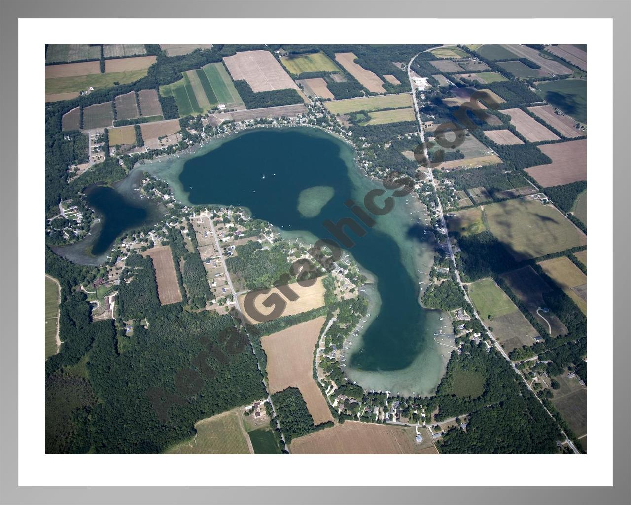 Aerial image of [5477] Fishers Lake in St Joseph, MI with Silver Metal frame