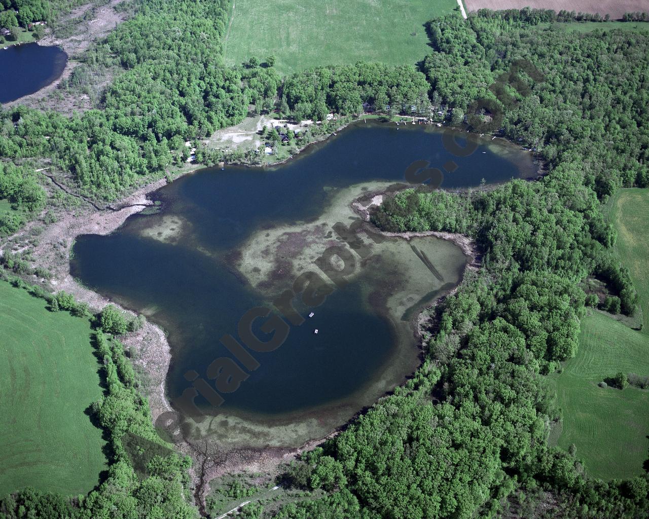 Aerial image of [548] Middle Lake in Kent, MI with Canvas Wrap frame