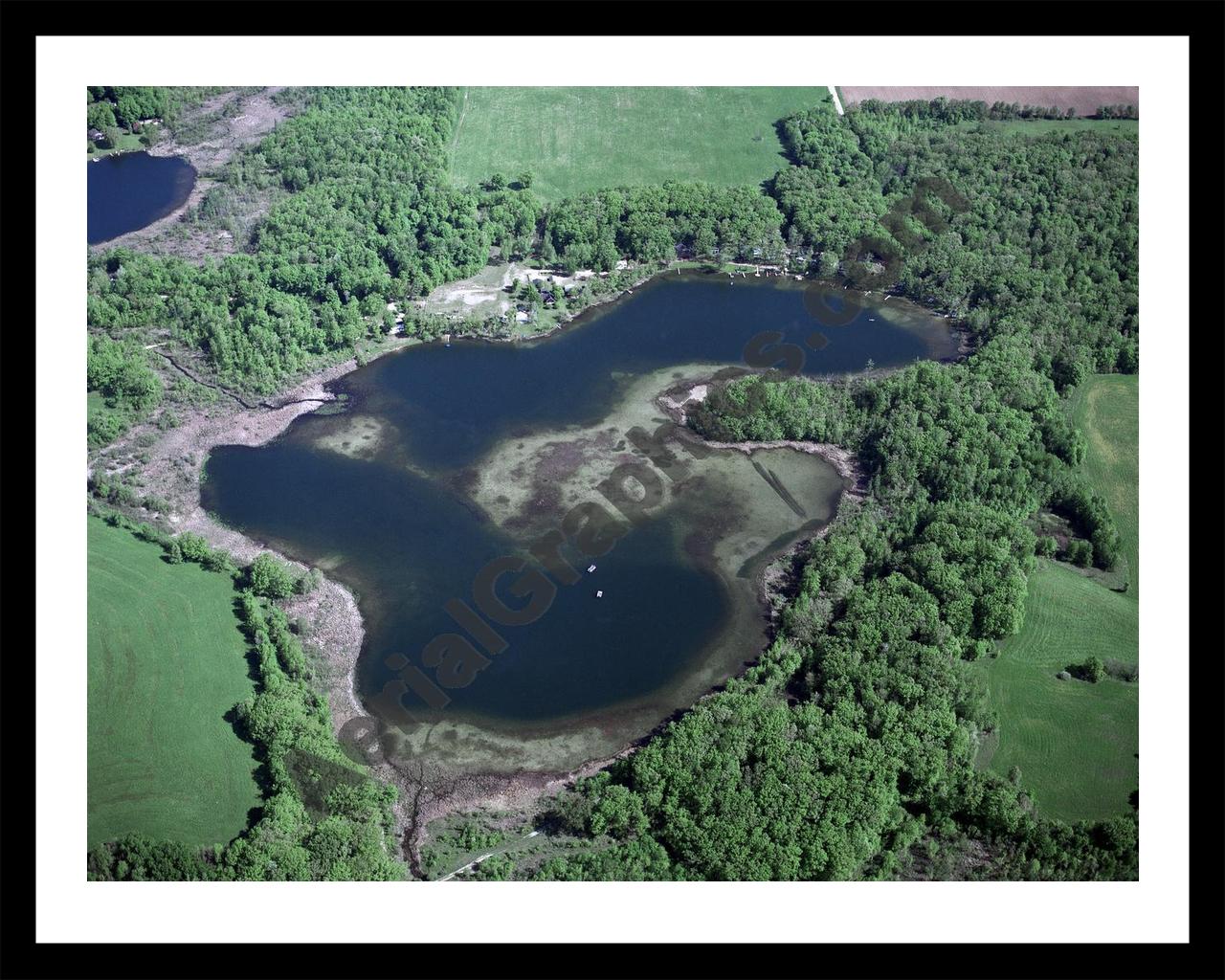 Aerial image of [548] Middle Lake in Kent, MI with Black Metal frame