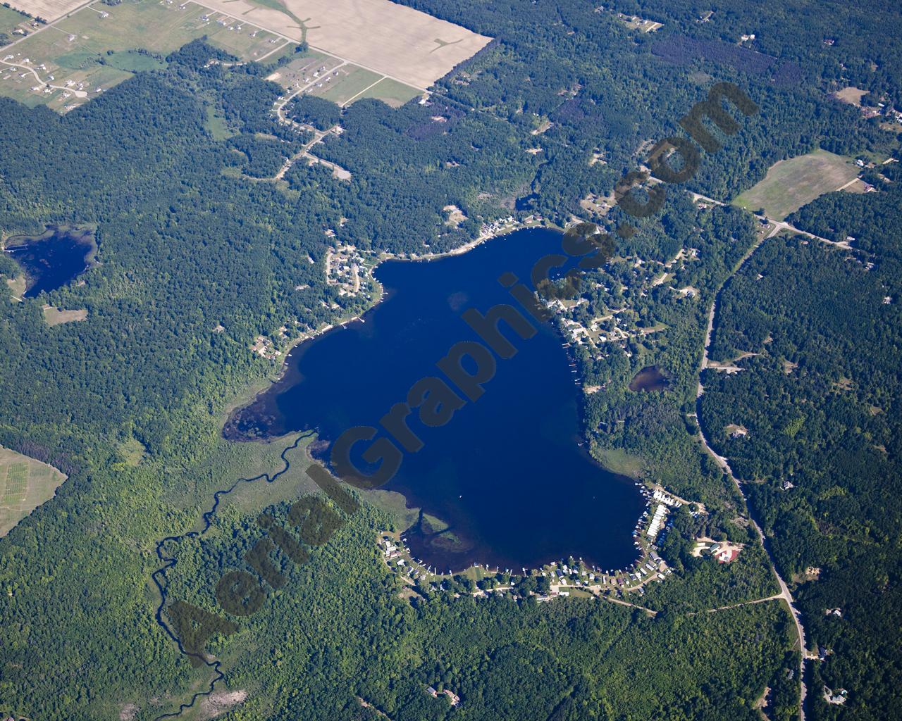 Aerial image of [5501] Little Whitefish Lake in Montcalm, MI with Canvas Wrap frame