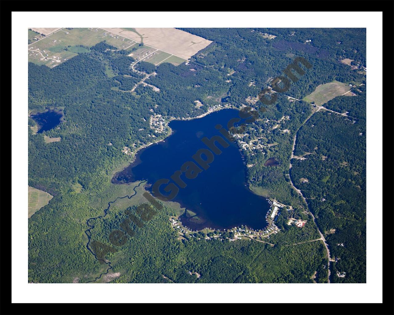 Aerial image of [5501] Little Whitefish Lake in Montcalm, MI with Black Metal frame