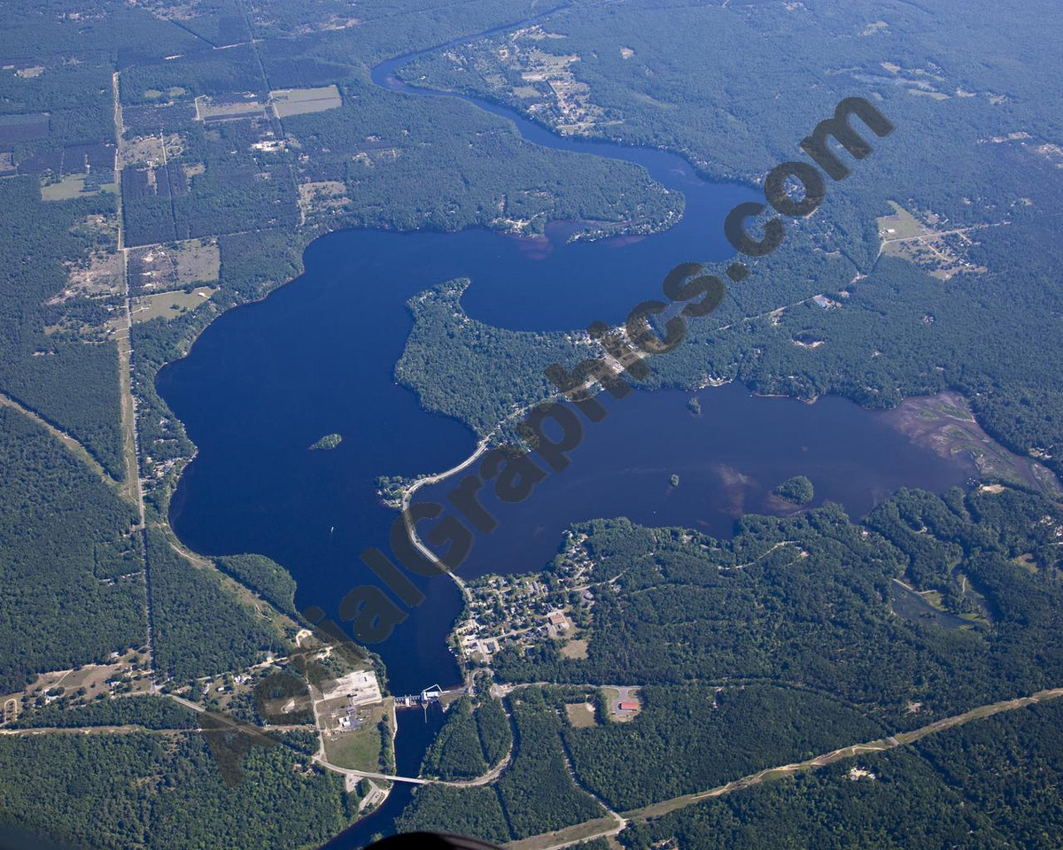 Aerial image of [5502] Croton Dam Pond in Newaygo, MI with No frame